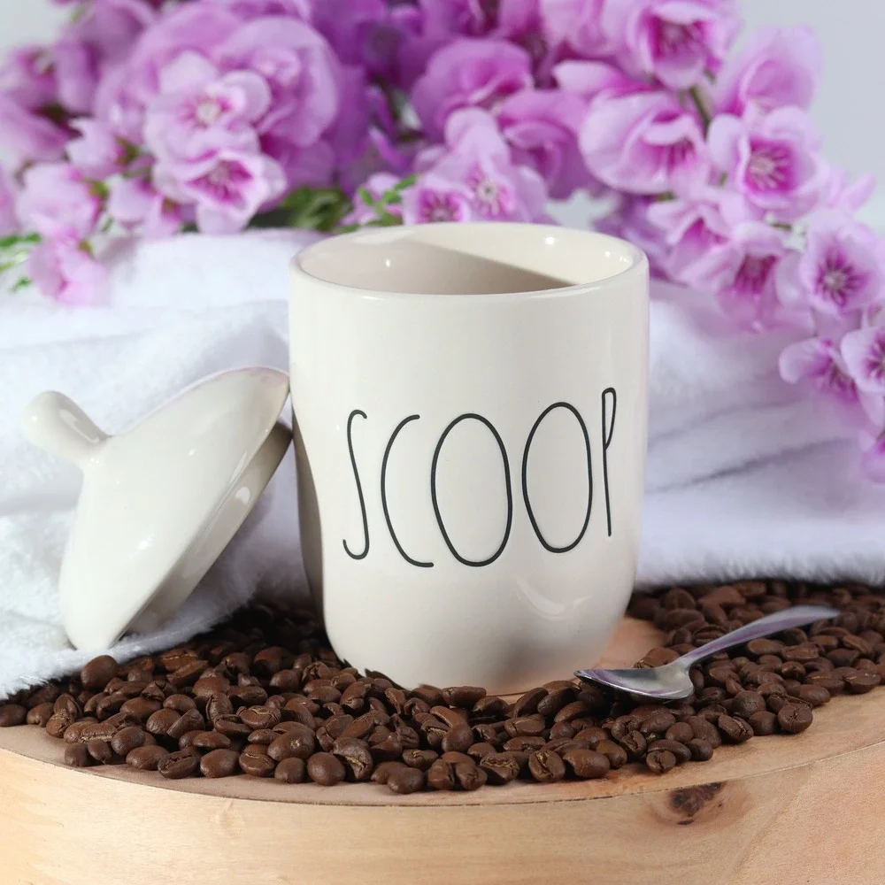 Rae Dunn SCOOP Ceramic Canister with Lid Ivory Artisan Collection by Magenta